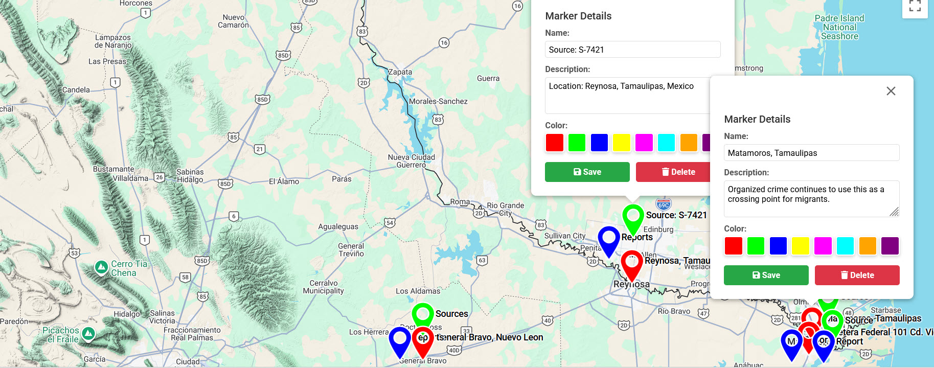 AOR Map preview — Intel Ops Analysis geospatial module